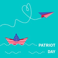 Patriot Day background Paper boat and paperplane Dash line