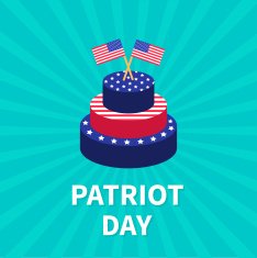 Cake with star strip Flags Sunburst background Patriot day Flat