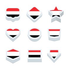 yemen flags icons and button set nine styles