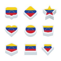 venezuela flags icons and button set nine styles
