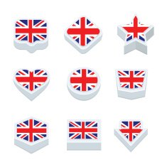 united kingdom flags icons and button set nine styles