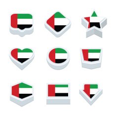 united arab emirates flags icons and button set nine styles
