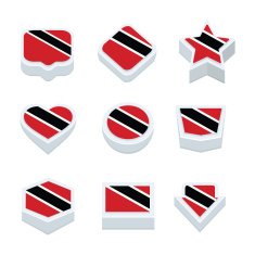 trinidad & tobago flags icons and button set nine styles