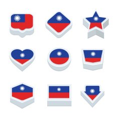 taiwan flags icons and button set nine styles