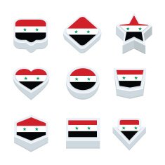 syria flags icons and button set nine styles