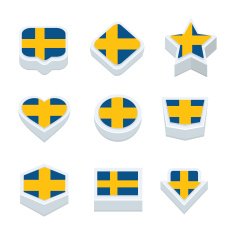 sweden flags icons and button set nine styles