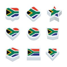 south africa flags icons and button set nine styles