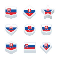 Slovakia flags icons and button set nine styles