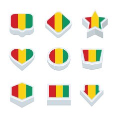 guinea flags icons and button set nine styles