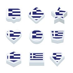 greece flags icons and button set nine styles