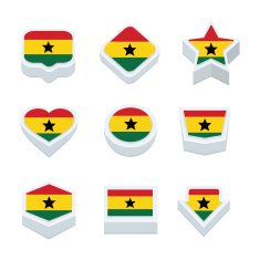 ghana flags icons and button set nine styles