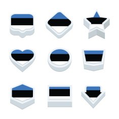 estonia flags icons and button set nine styles