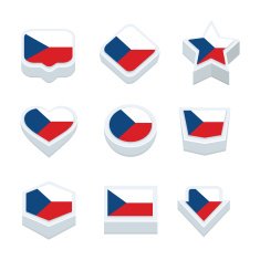 czech republic flags icons and button set nine styles