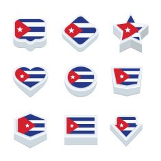 cuba flags icons and button set nine styles