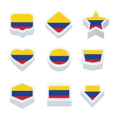 colombia flags icons and button set nine styles