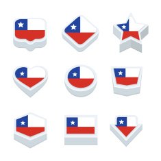 chile flags icons and button set nine styles
