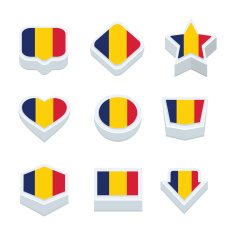 chad flags icons and button set nine styles
