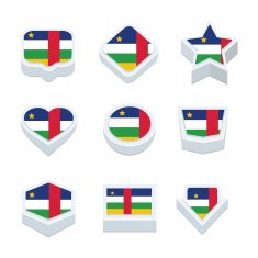 central african republic flags icons and button set nine styles