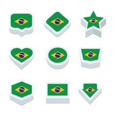 brazil flags icons and button set nine styles