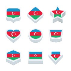 azerbaijan flags icons and button set nine styles
