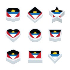 Angola flags icons and button set nine styles