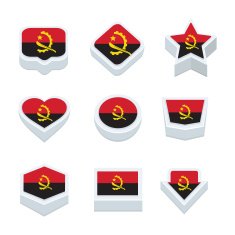 Angola flags icons and button set nine styles N2