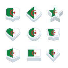 algeria flags icons and button set nine styles