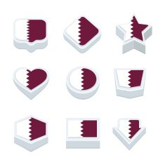 qatar flags icons and button set nine styles