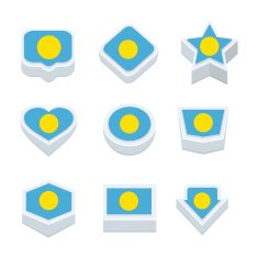 palau flags icons and button set nine styles