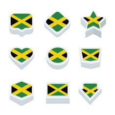 jamaica flags icons and button set nine styles