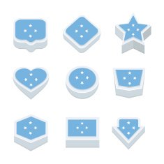 micronesia flags icons and button set nine styles