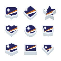 Marshall Islands flags icons and button set nine styles