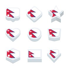 nepal flags icons and button set nine styles