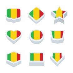 mali flags icons and button set nine styles