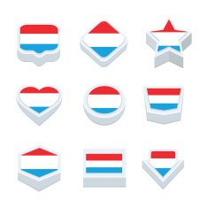 luxembourg flags icons and button set nine styles