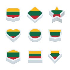 lithuania flags icons and button set nine styles