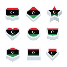 libya flags icons and button set nine styles
