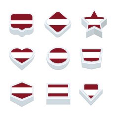 latvia flags icons and button set nine styles