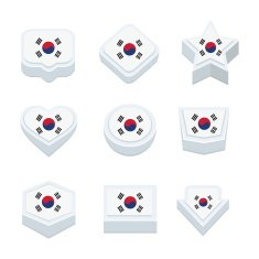 Korea South flags icons and button set nine styles