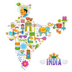 Kitsch art of India map