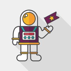 Space Astronaut flat icon with long shadow eps10 N45