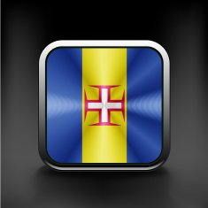 Metal square icon with flag colors of Madeira