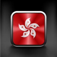 Hong Kong flag button on white
