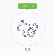 Race road icon Finishing flag with timer sign N19