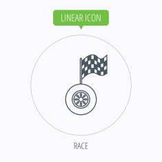 Race icon Wheel with racing flag sign N12
