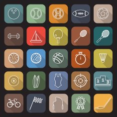 Sport line flat icons with long shadow