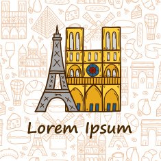 Vector travel concept with hand drawn cartoon objects and seamless N2