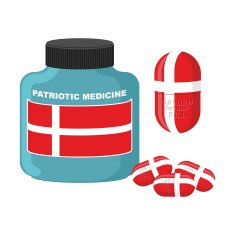 Patriotic medicine in Denmark Pills with Danish flag Vector i
