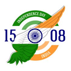 Indian Independence Day label or print with stylized flag