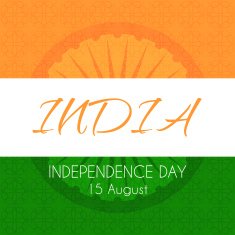 Card for Indian independence day with national tricolor background